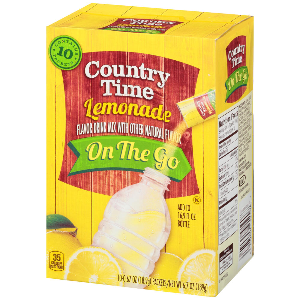Country Time On The Go Flavor Drink Mix, Lemonade, 10 - 0.67 oz (18.9 g) packets [6.7 oz (189 g)]