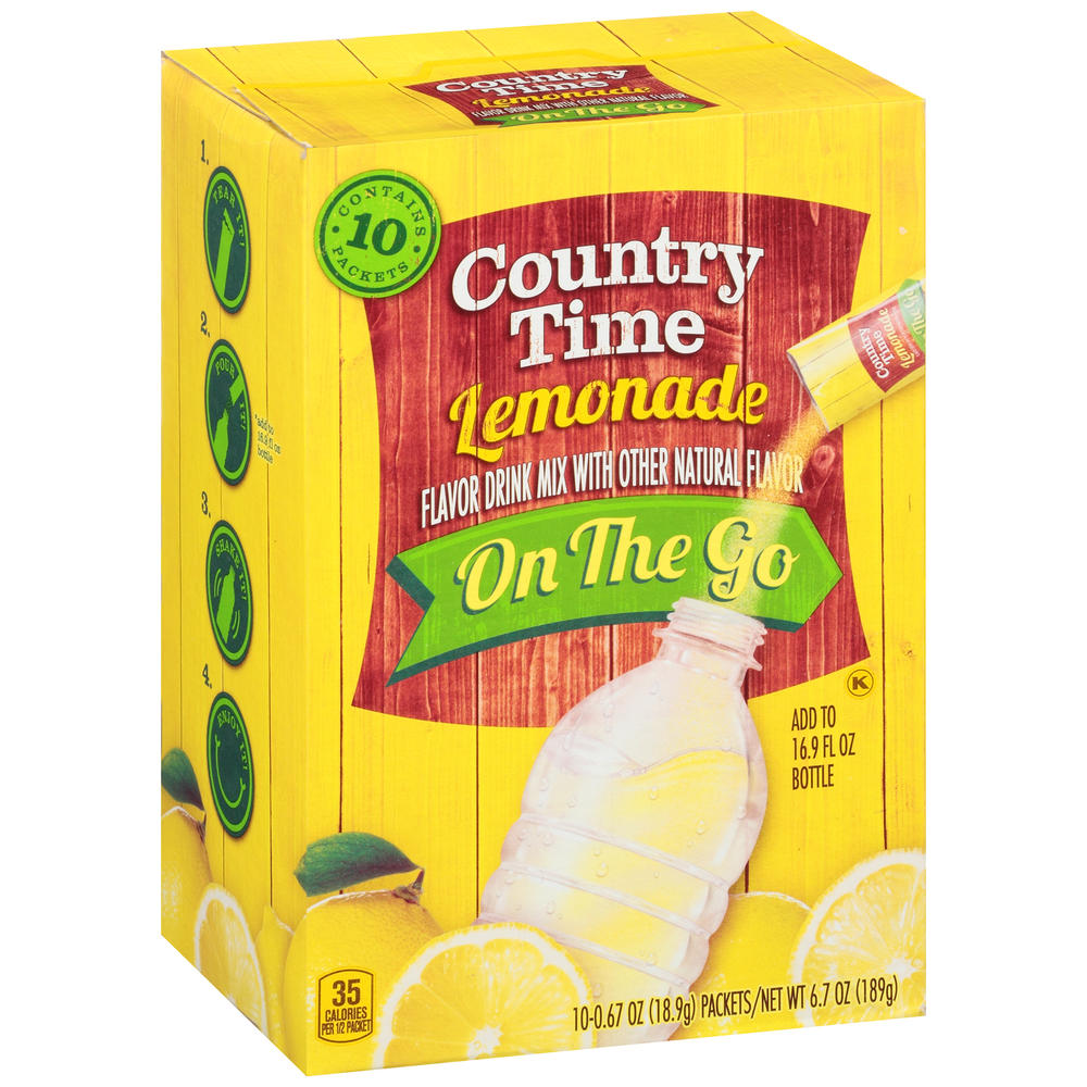 Country Time On The Go Flavor Drink Mix, Lemonade, 10 - 0.67 oz (18.9 g) packets [6.7 oz (189 g)]