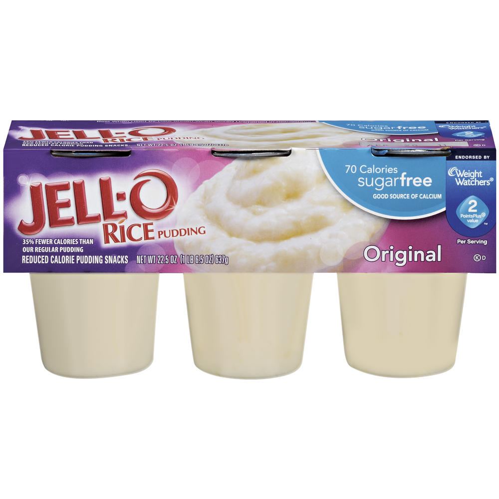 Jell-O Pudding Snacks, Reduced Calorie, Rice Pudding, Original, 6 snacks [22.5 oz (1 lb 6.5 oz) 637 g]