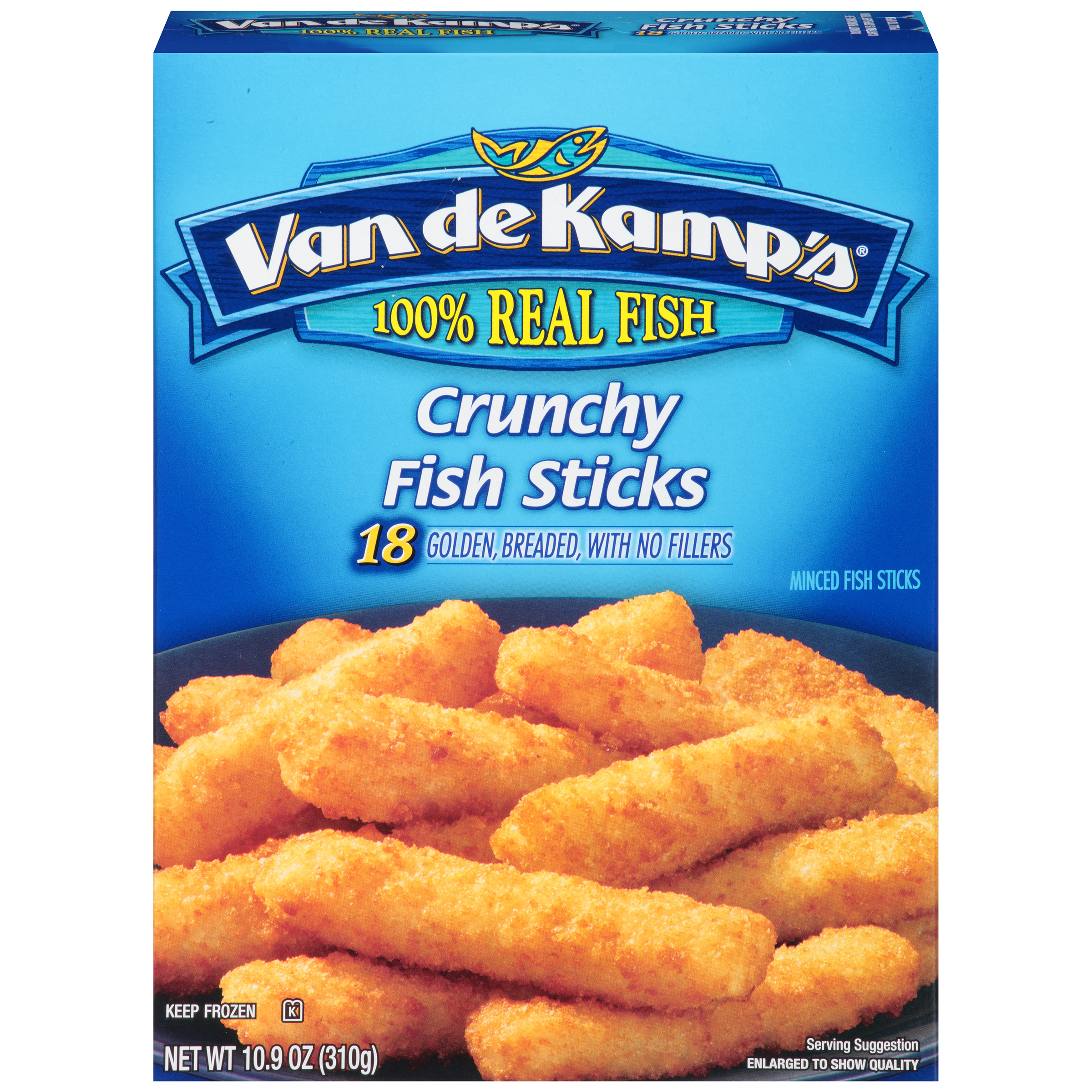 Van de Kamp's Crunchy Fish Sticks, Golden Breaded Minced