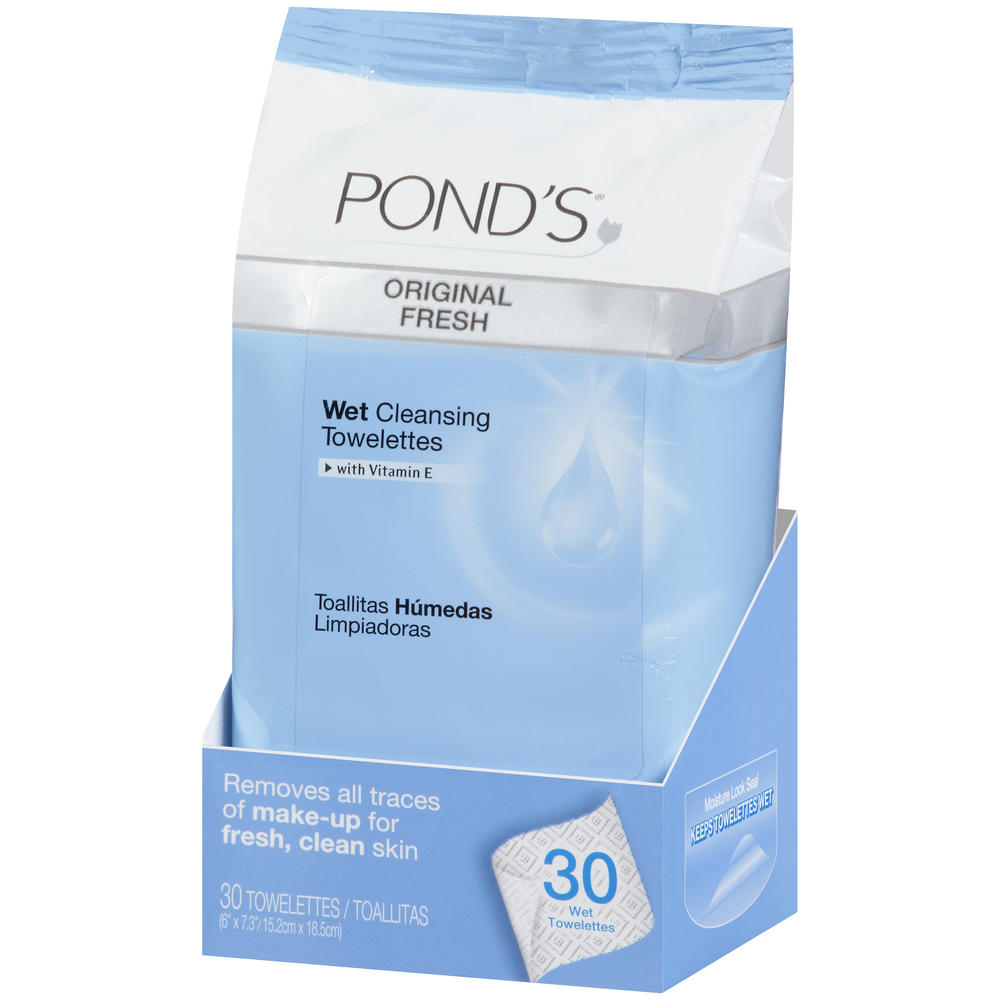 Pond's Clean Sweep Towelettes, Wet Cleansing, Original Clean, 30 towelettes