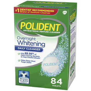 Polident Overnight Whitening Antibacterial Daily Denture Cleanser Tablets