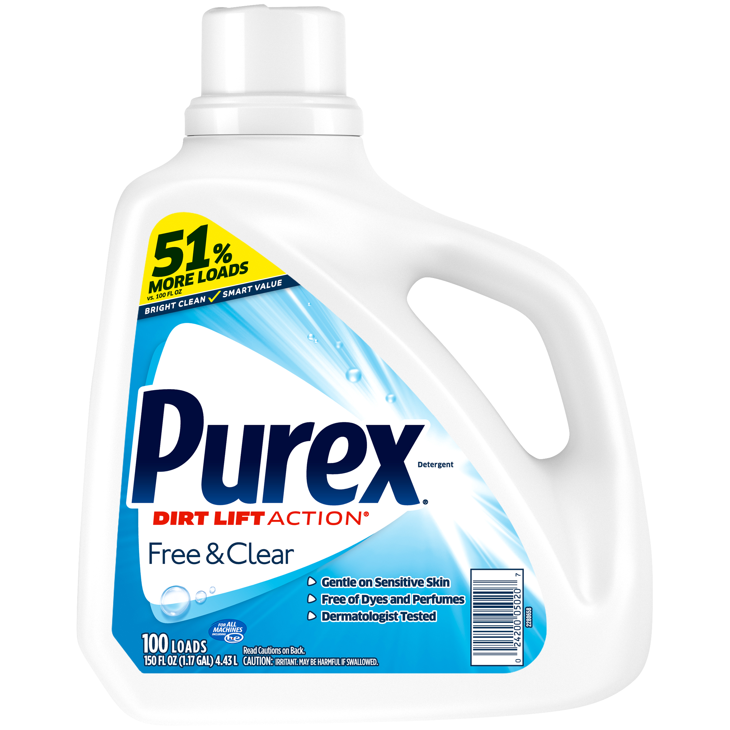 Purex &#174; Dirt Lift Action&#174; Free & Clear Detergent 150 fl. oz. Jug