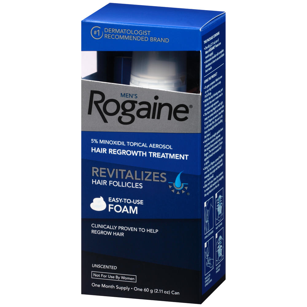 Rogaine Men's Hair Regrowth Treatment, Unscented Foam, 1 - 2.11 oz (60 g) can
