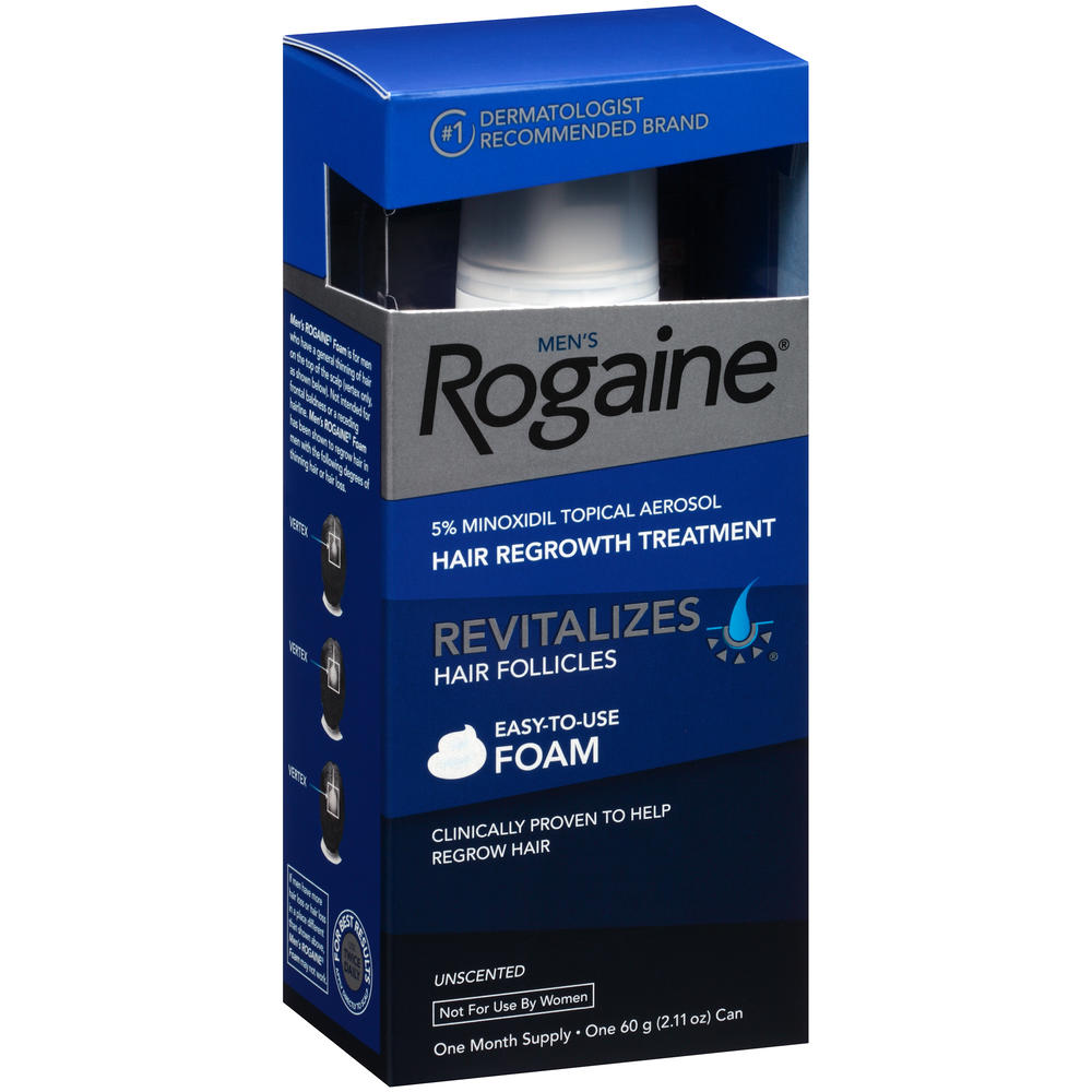 Rogaine Men's Hair Regrowth Treatment, Unscented Foam, 1 - 2.11 oz (60 g) can