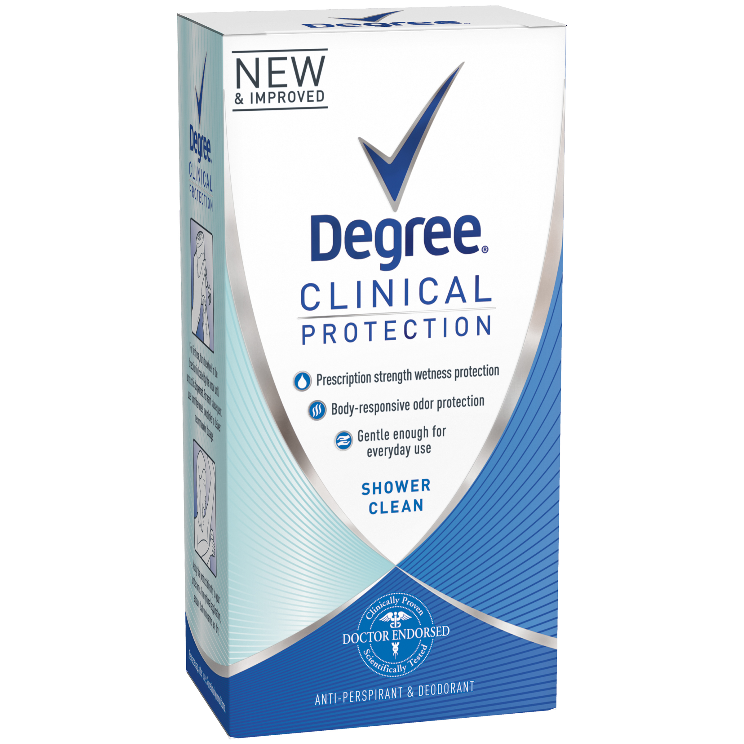 Degree Clinical Protection Anti-Perspirant & Deodorant, Women, Prescription Strength, Shower Clean, 1.7 oz (48 g)