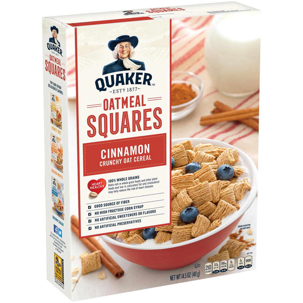 Quaker Oatmeal Squares Cinnamon Cereal 14.5 oz