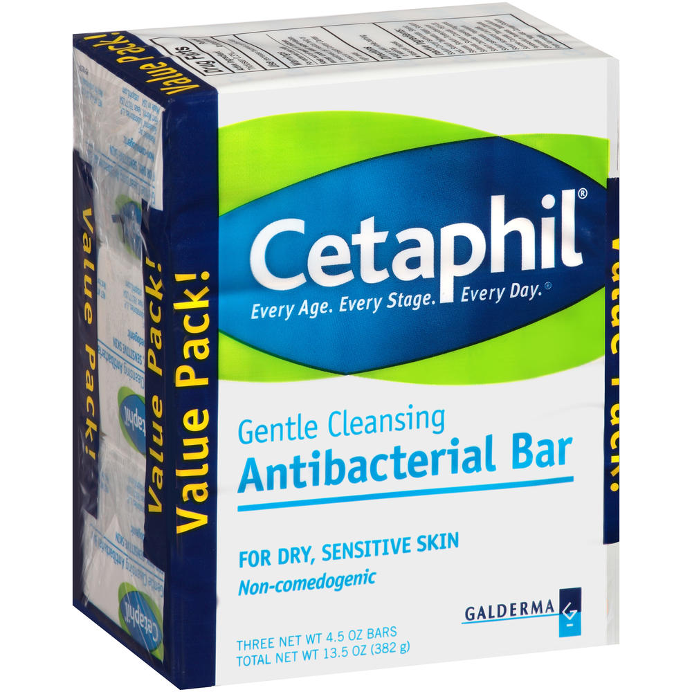 Cetaphil Antibacterial  3 Soap Bar, 4.5 OZ Each
