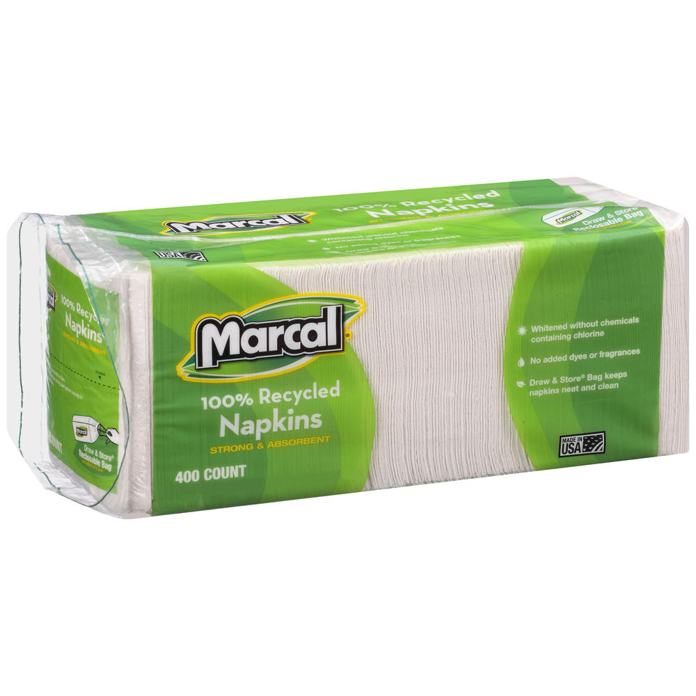 MRC6506PK LUNCH NAPKINS, ONE-PLY, 12-1/2 X 11-2/5, WHITE, 400/PACK