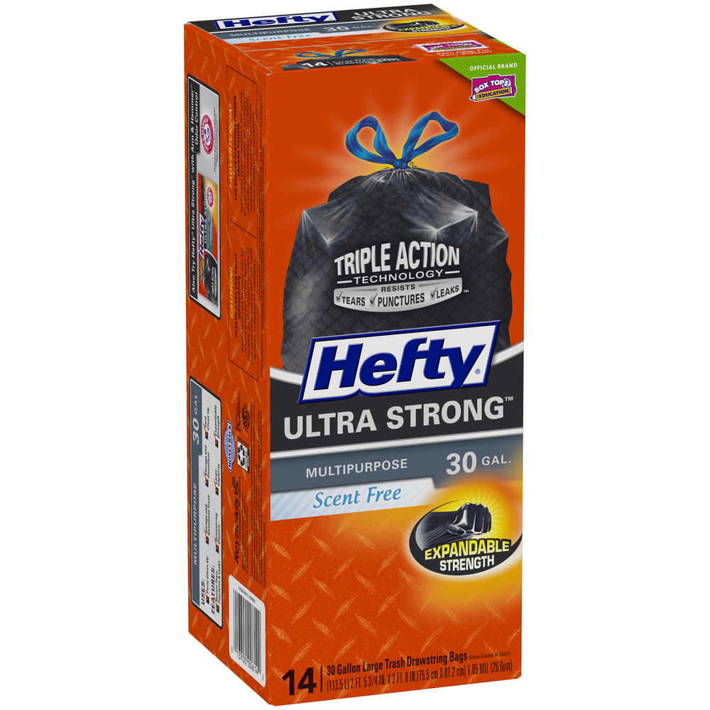 Hefty Ultra Flex Large Trash Drawstring Bags, 14 Count
