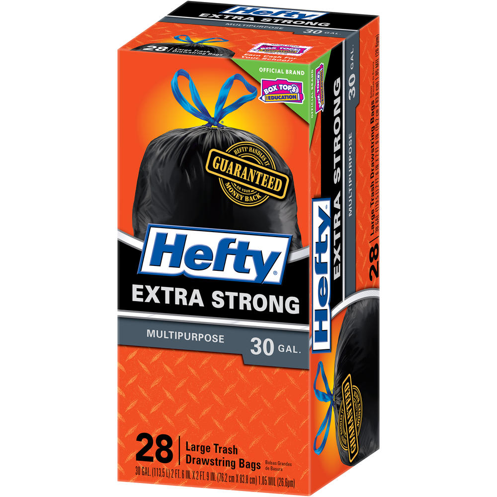 Hefty Cinch Sak Large Trash Bags, Drawstring, 30 Gallon, 28 bags