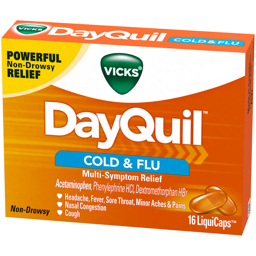 Vicks DayQuil Cold & Flu, Multi-Symptom Relief, 16 LiquiCaps