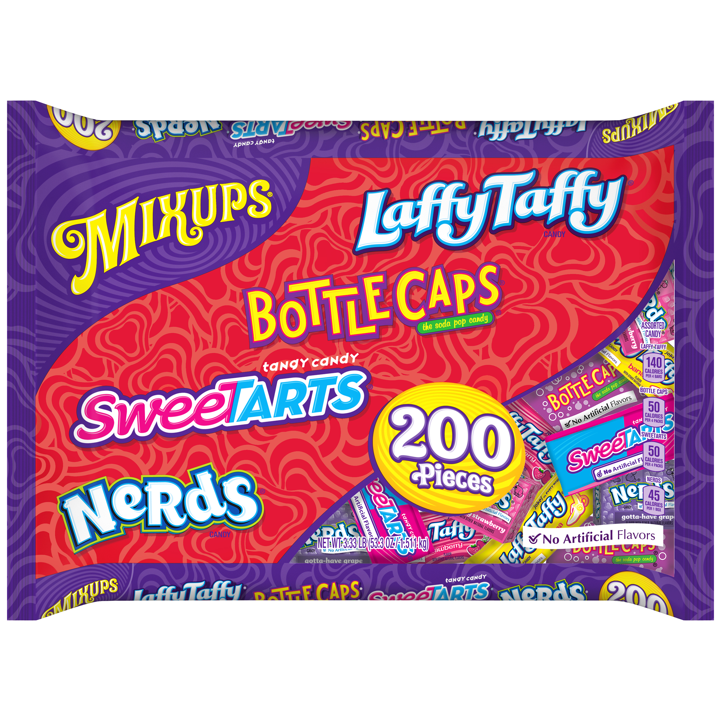 Wonka Mixups of Laffy Taffy, Bottle Caps, SweeTarts, and Nerds - 200 Pieces, 3.33 lbs
