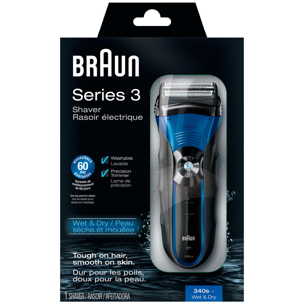 Braun  Series 3 340S-4 Wet & Dry Rechargeable Shaver (Black)