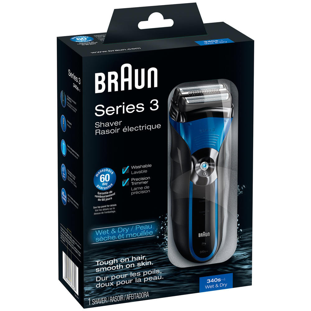 Braun  Series 3 340S-4 Wet & Dry Rechargeable Shaver (Black)
