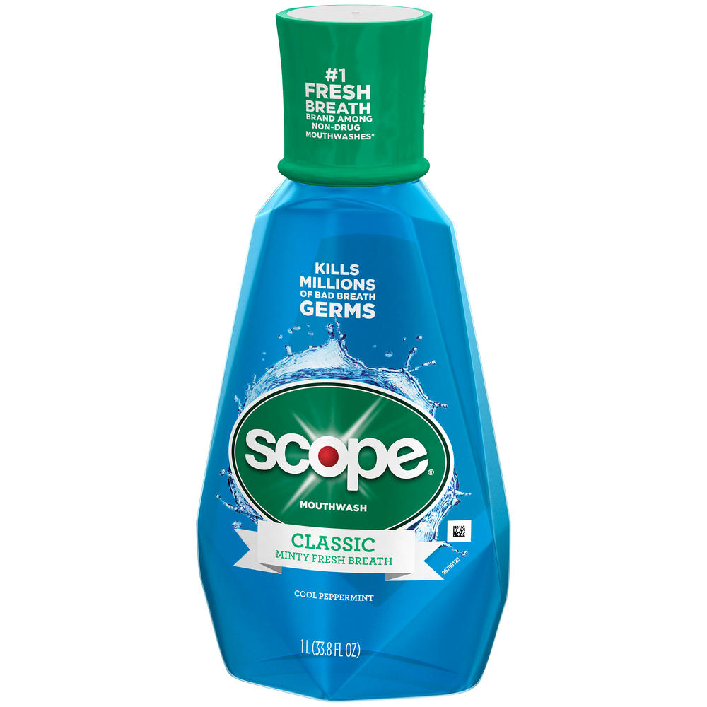 Scope Mouthwash, Classic Cool Peppermint,1 L (33.8 fl oz)