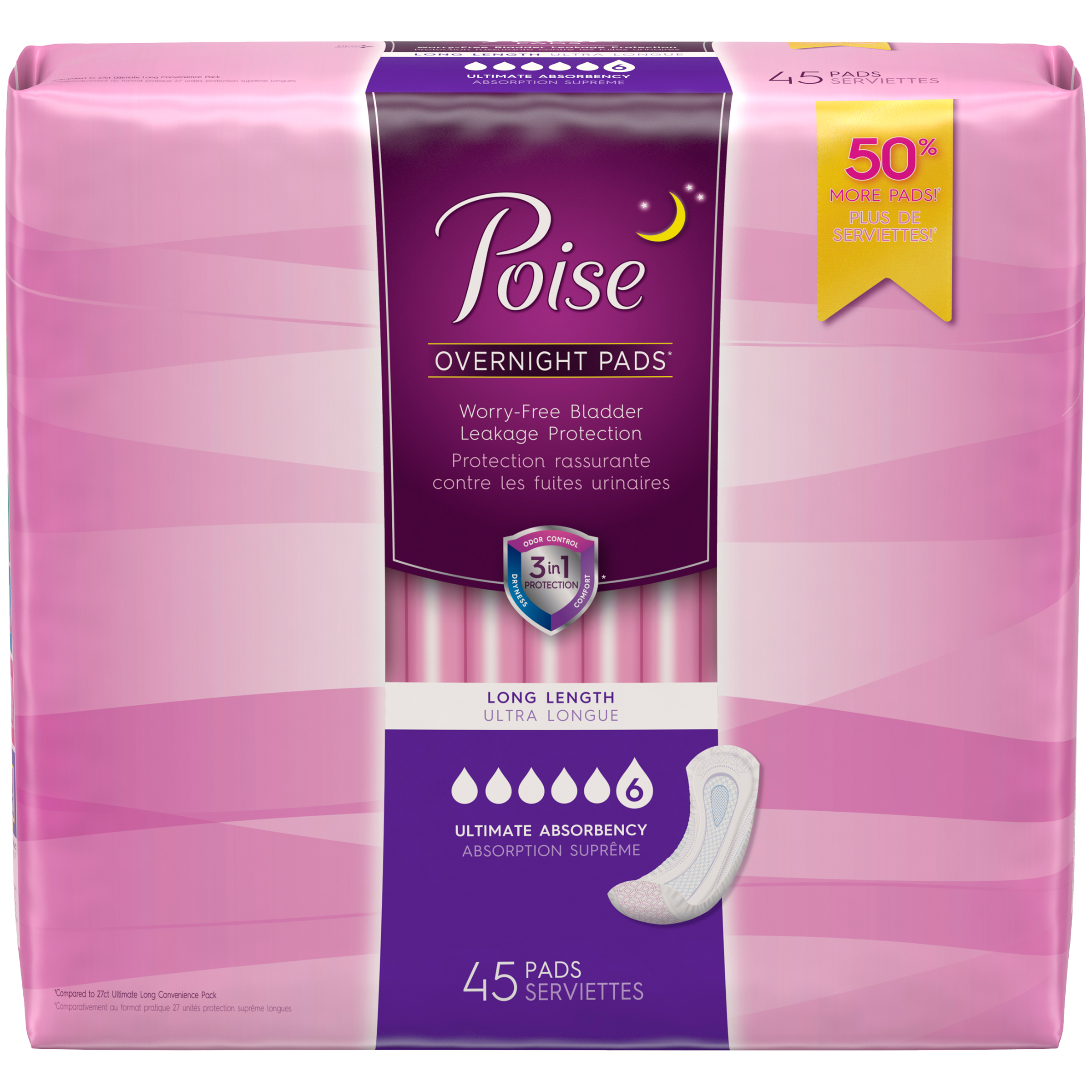 Poise Ultimate Absorbency Pads, Long, 45ct Poise Ultimate Absorbency Pads, Long, 45ct