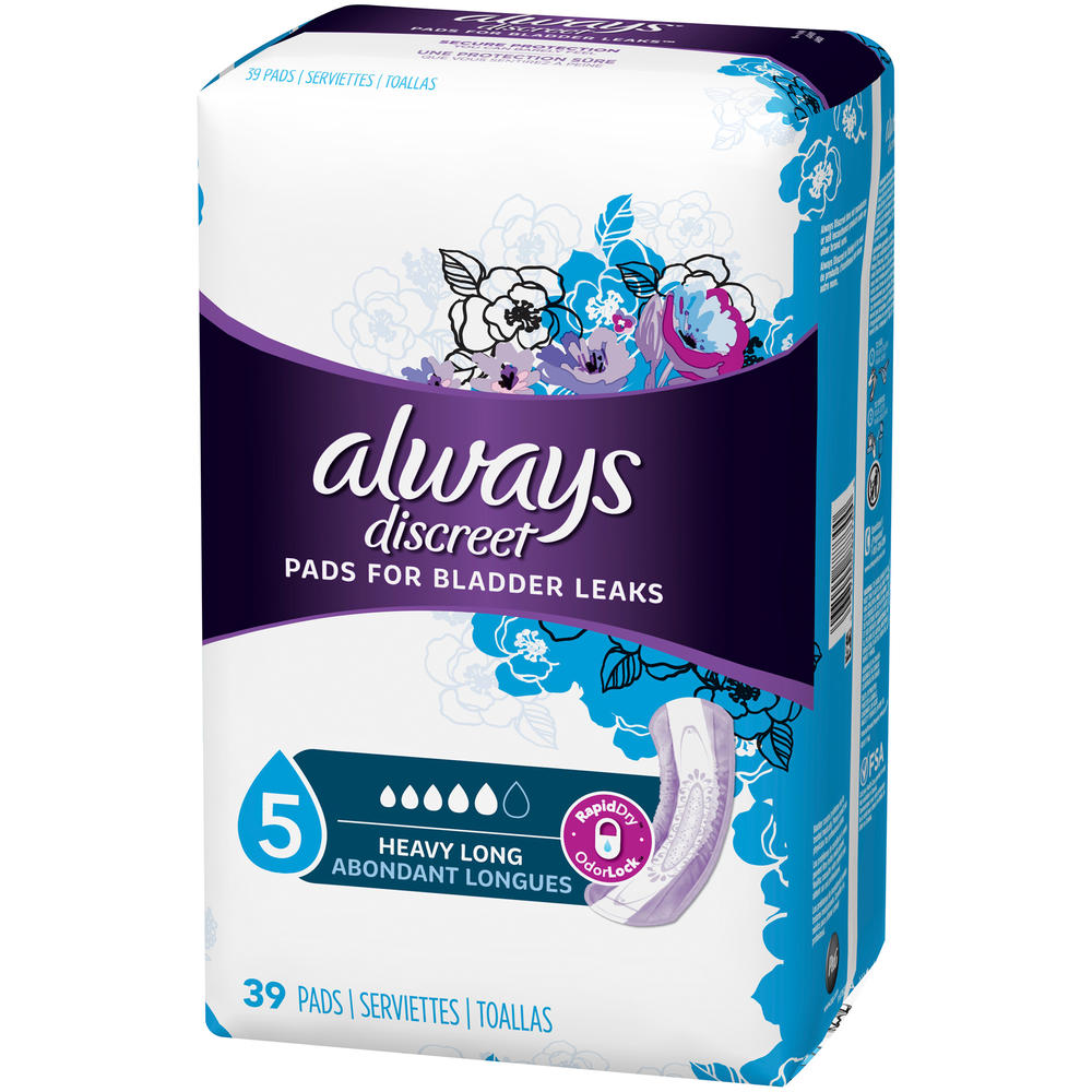Discreet, Incontinence Pads, Maximum, Long Length, 39 Ct