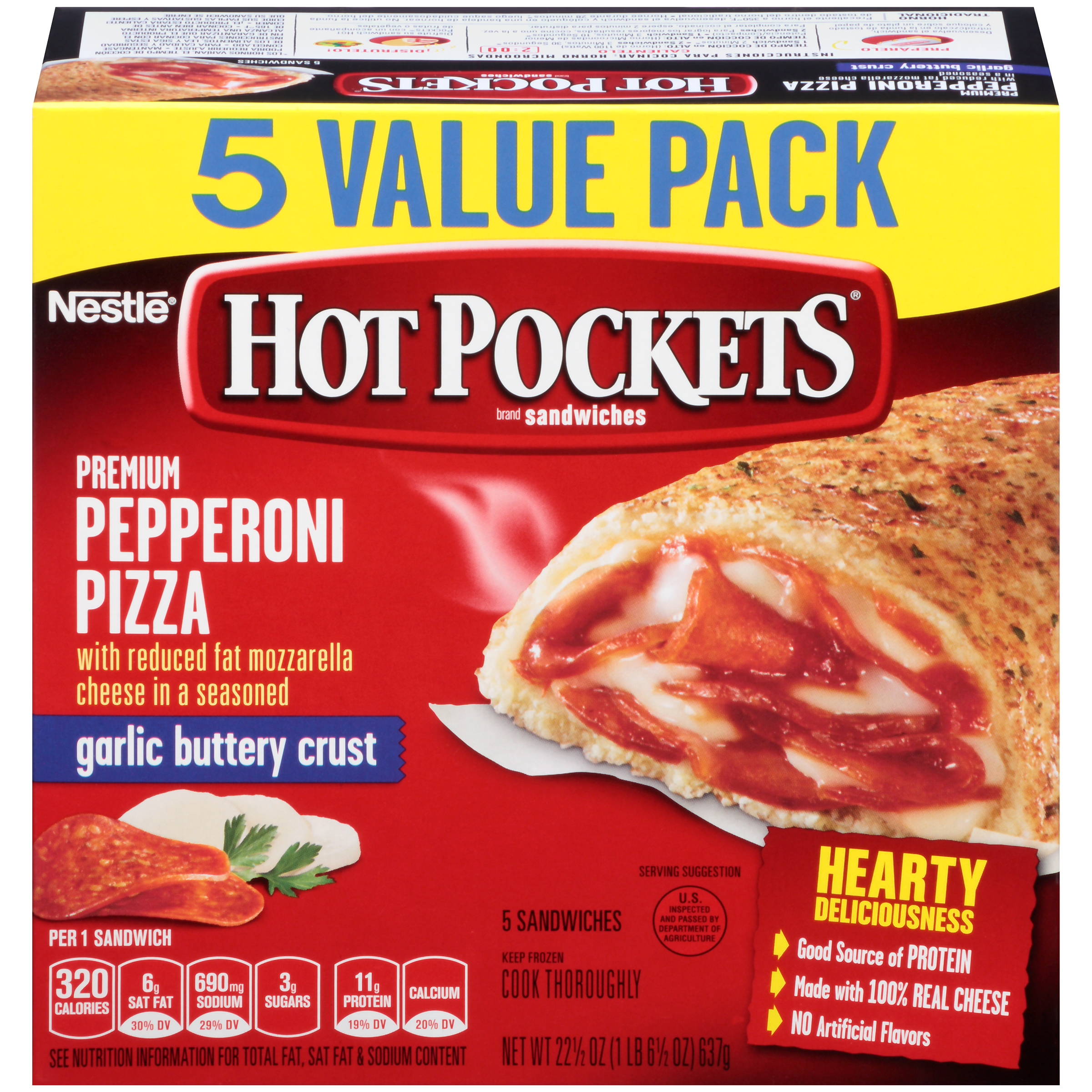 Hot Pockets Pepperoni Pizza Frozen Sandwiches 22.5 OZ BOX ...