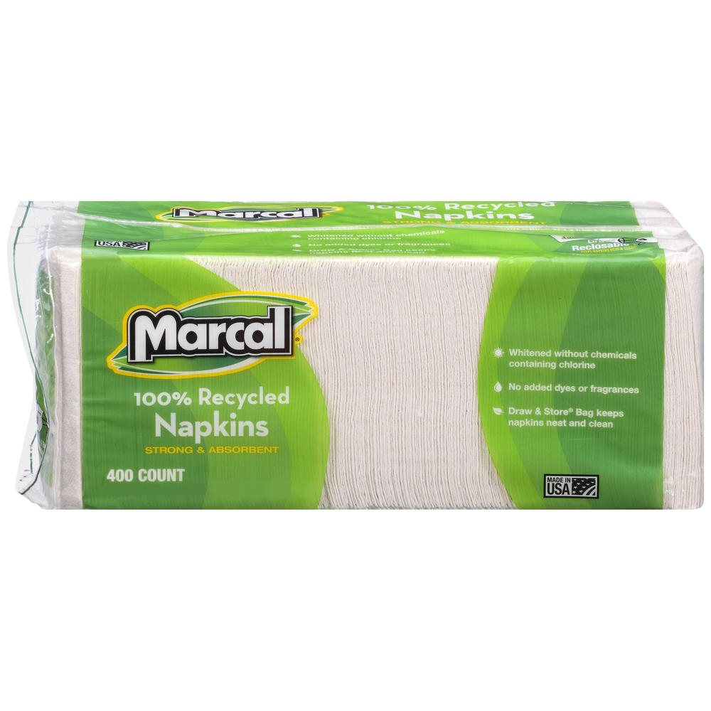 MRC6506PK LUNCH NAPKINS, ONE-PLY, 12-1/2 X 11-2/5, WHITE, 400/PACK