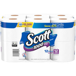Scott White Bathroom Tissue, 1000 Sheets (Case of 4)4