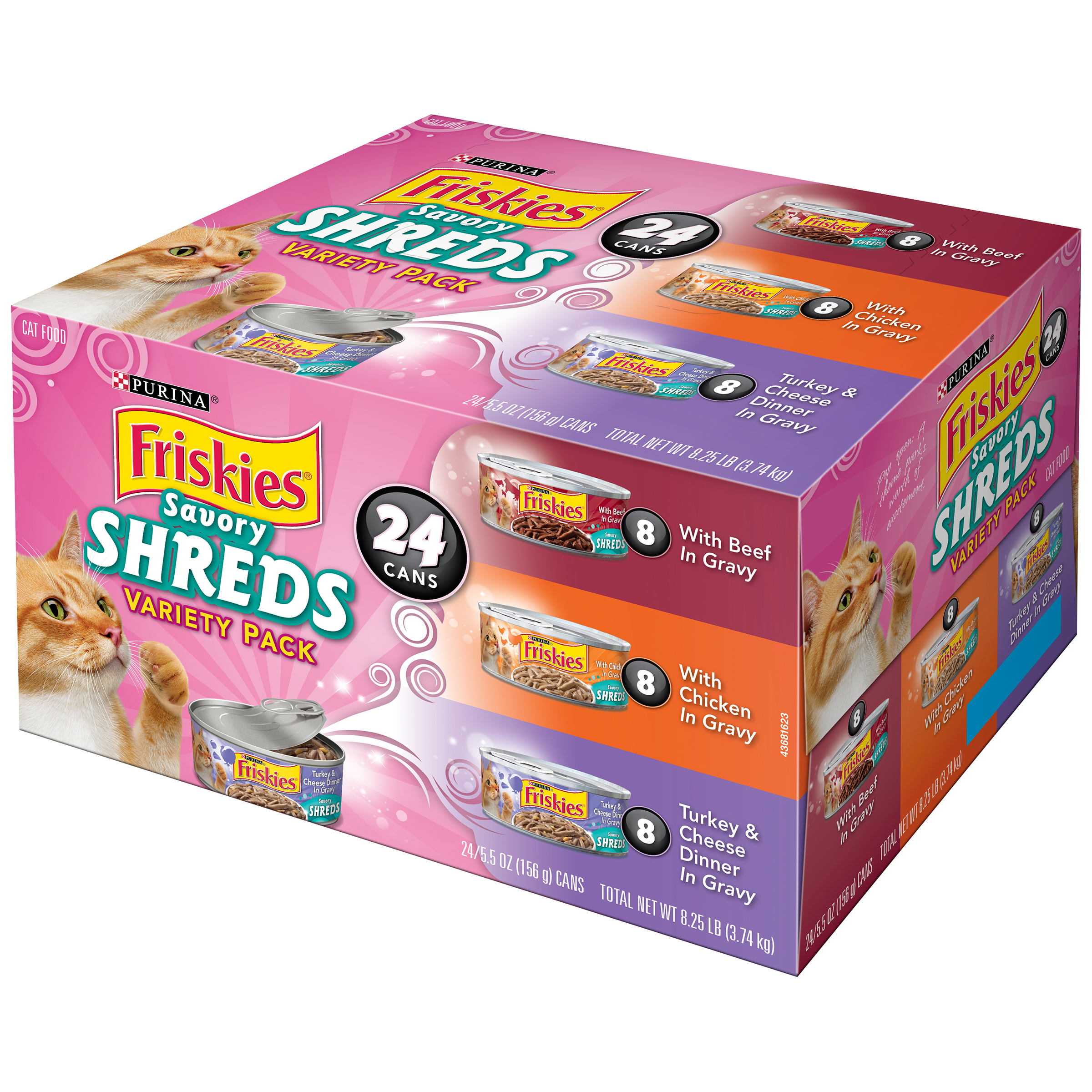 Friskies Savory Shreds Variety Pack Cat Food 24 5.5 oz. Cans   Pet