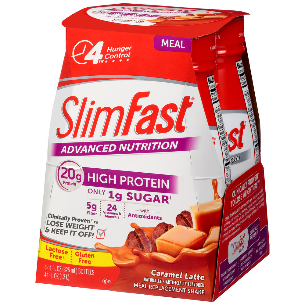 Slim-Fast SlimFast&#174; Advanced Energy Caramel Latte Meal Replacement Shakes 4-11 fl. oz. Bottles