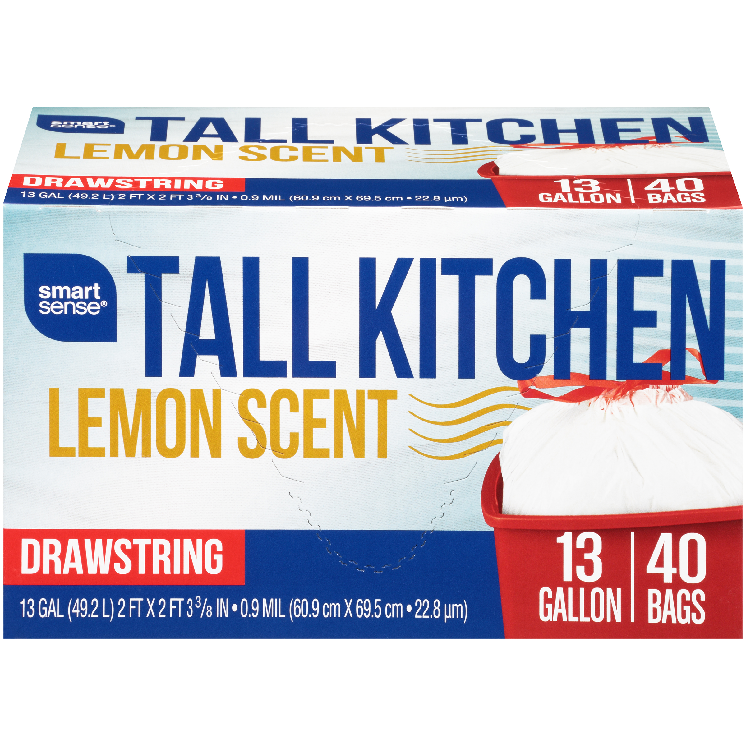 Smart Sense Trash Bags Lemon, 13 Gal, 40 Ct