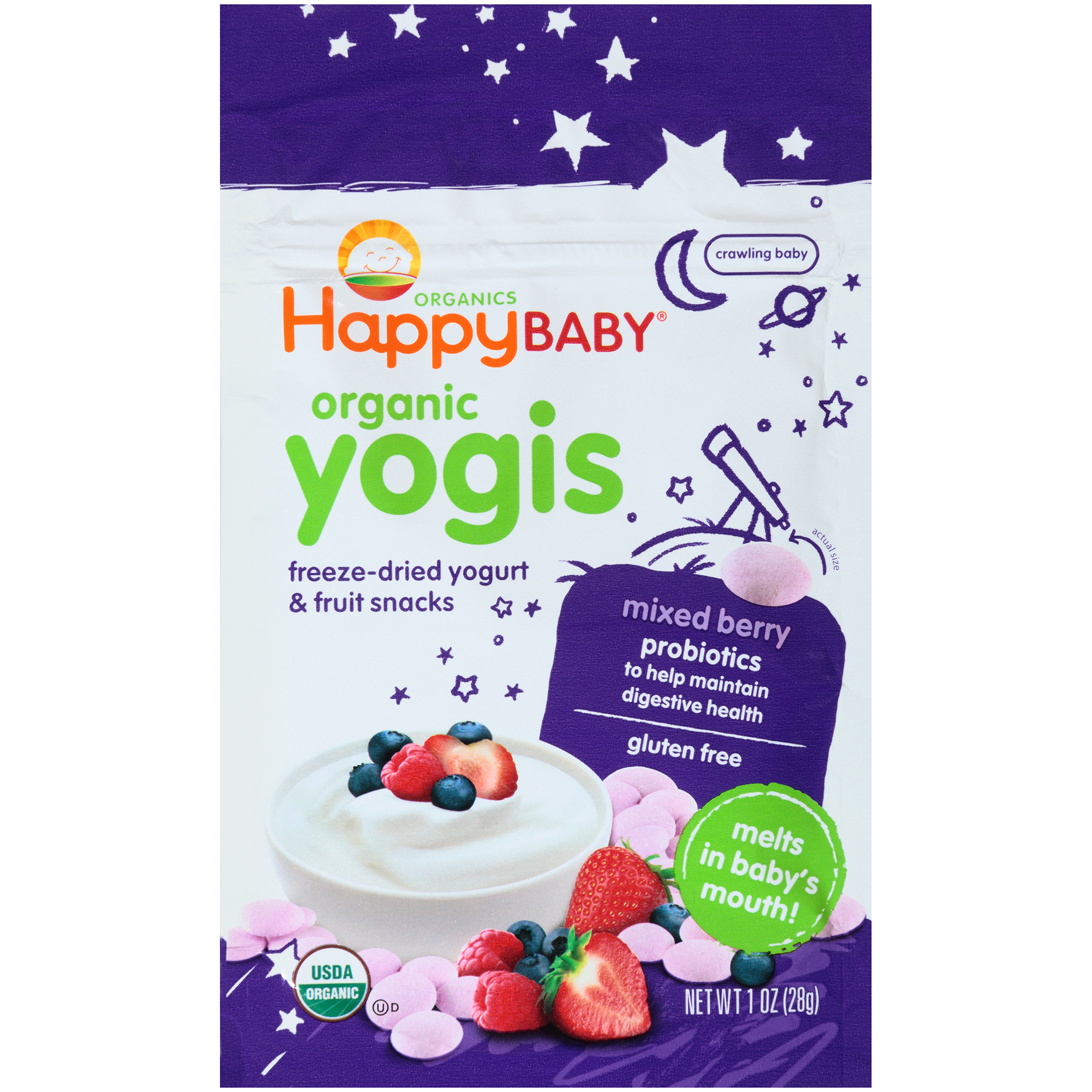 Yogis Organic Yogurt Snacks for Babies and Toddlers, Mixed Berry, 1oz.