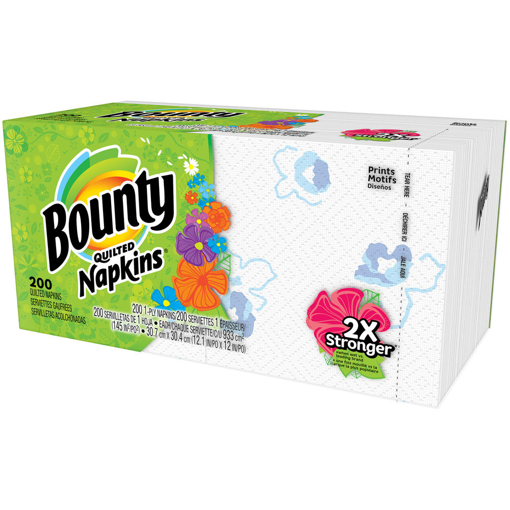 Bounty Quilted Napkins, Prints, 1-Ply, 200 napkins