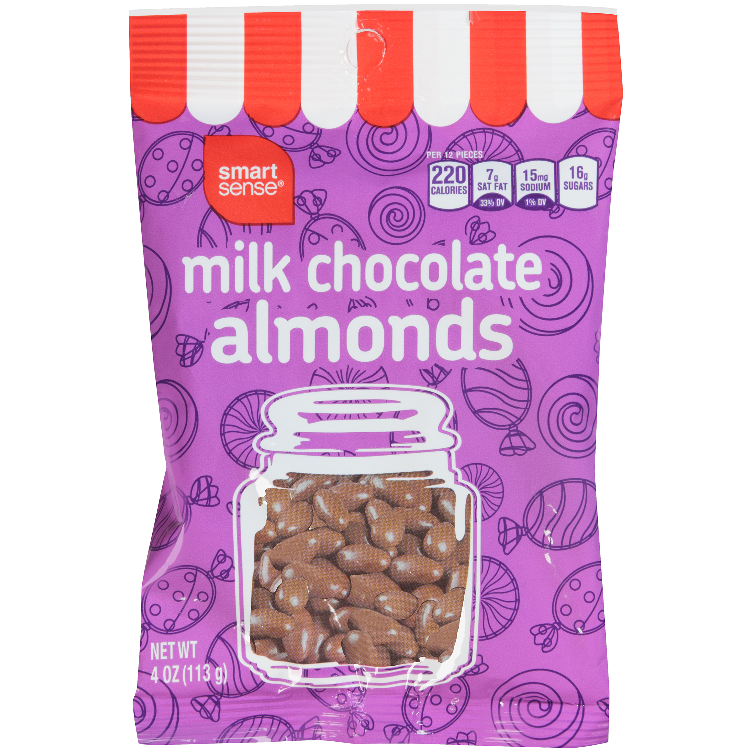 Smart Sense Milk Chocolate Almonds 4 OZ Bag