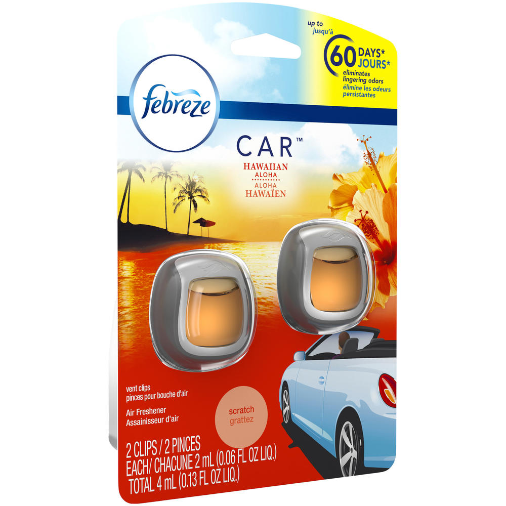 Febreze CAR Vent Clip Hawaiian Aloha Air Freshener 2 Count, 0.13 oz