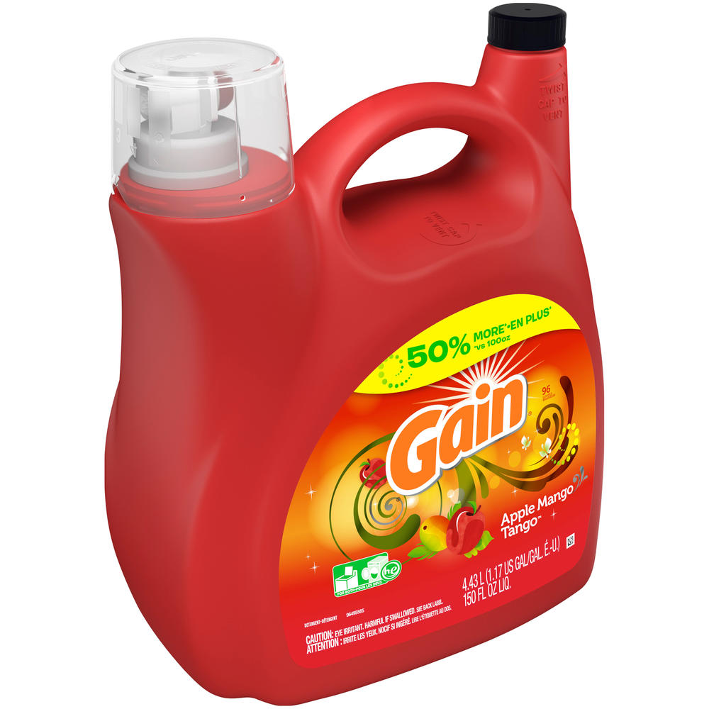 Gain Joyful Expressions Detergent, 2X Ultra, Apple Mango Tango, 150 fl oz (1.17 gl) 4.43 lt