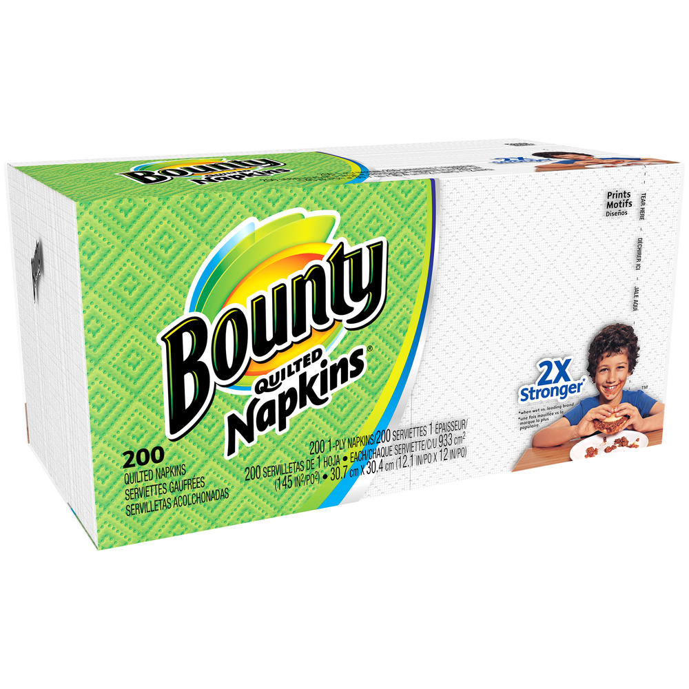 Bounty Quilted Napkins, Prints, 1Ply, 200 napkins