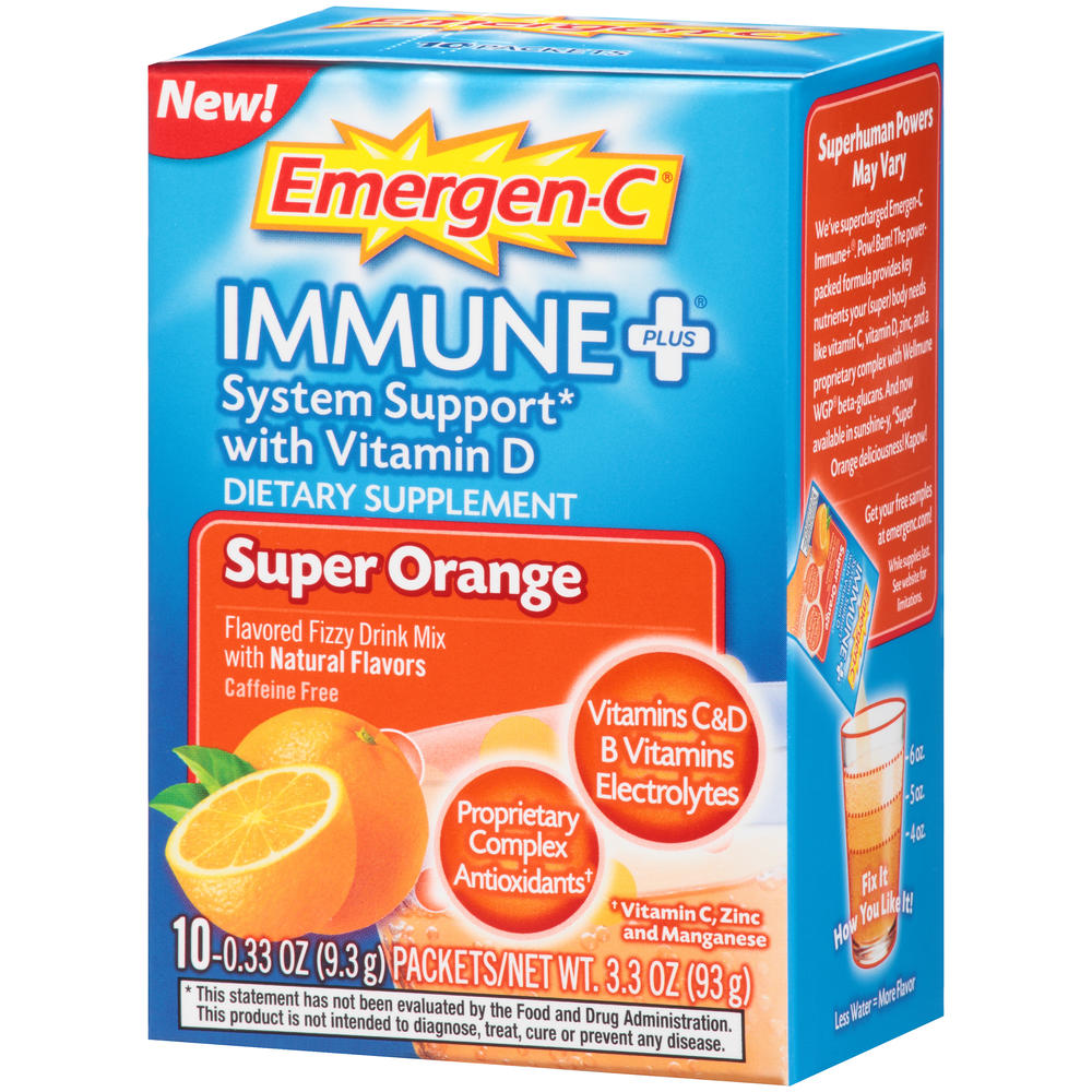 Immune+ System Support with Vitamin D Dietary Supplement Drink Mix Super Orange - 10 Ct.