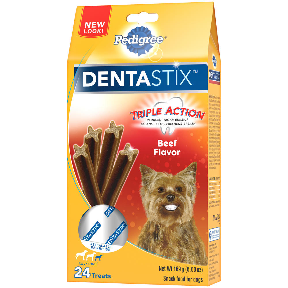 Pedigree Dentastix Snack Food for Dogs, Toy/Small, Beef Flavor, 6 oz, 24 treats