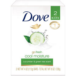 Dove Skin Care Beauty Bar For Softer Skin Cucumber and Green Tea More Moisturizing Than Bar Soap 3.75 oz, 2 Bars