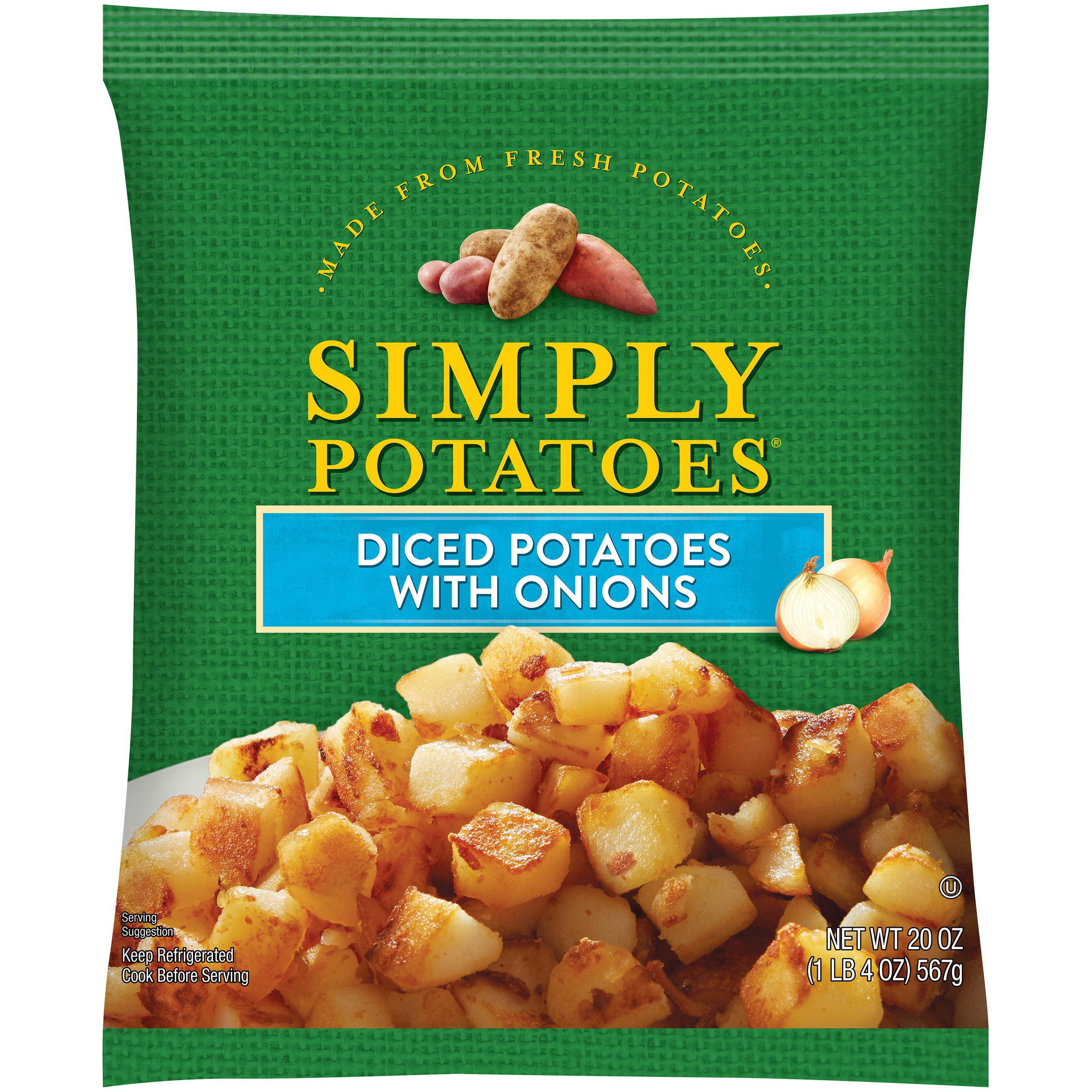 Simply Potatoes Diced Potatoes, with Onion, 20 oz (1 l b 4 oz) 567 g