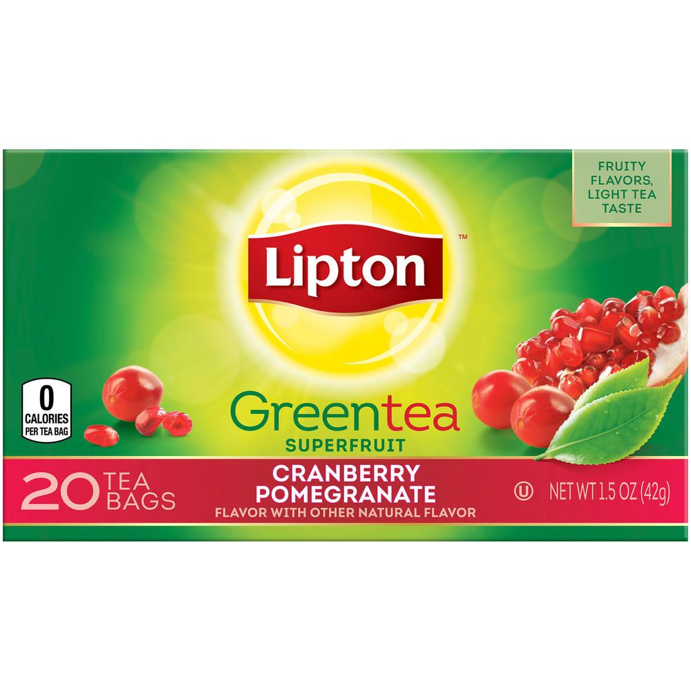 Lipton Superfruit Cranberry Pomegranate Green Tea Bags 1.5 OZ BOX