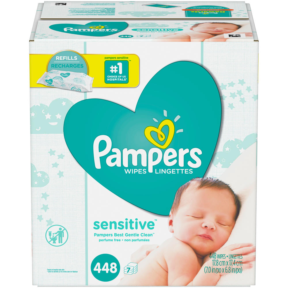 Pampers Sensitive Baby Wipes 7X Refill, 448 Ct Baby Wipes