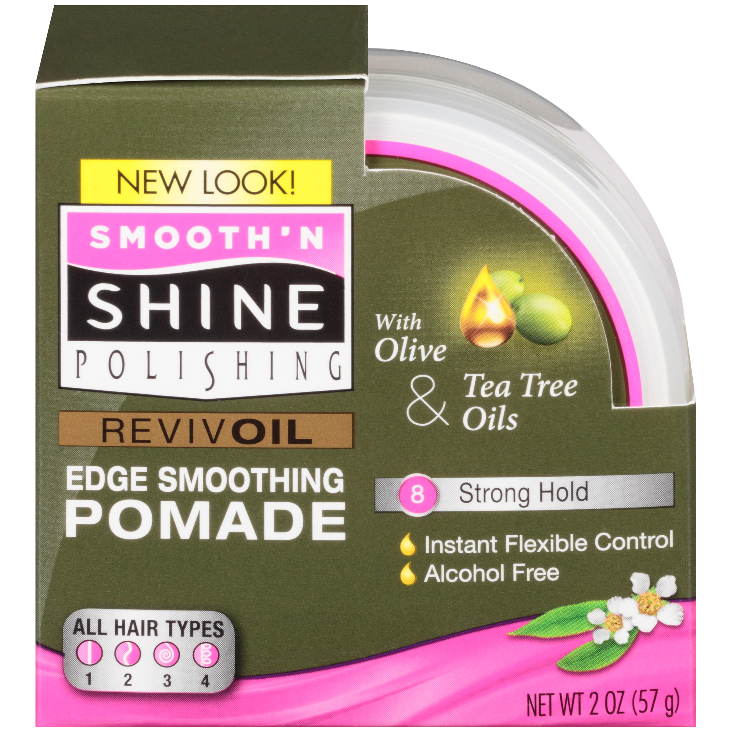 Smooth 'N Shine Polishing Olive and Tea Tree Revivoil Instant Edge Smoothing Pomade, 2 Oz Smooth 'N Shine Polishing Olive and Tea Tree Revivoil Instant Edge Smoothing Pomade, 2 Oz
