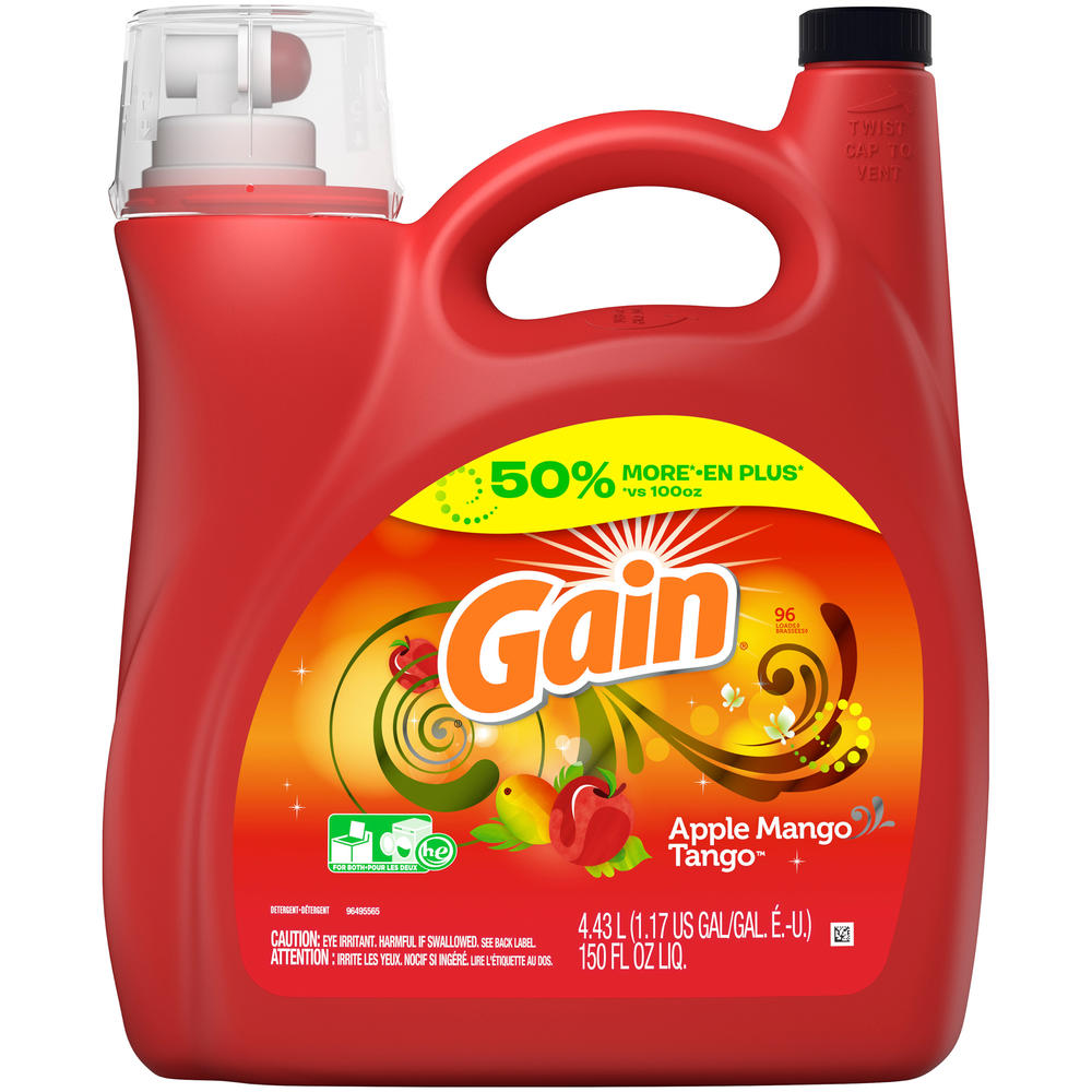 Gain Joyful Expressions Detergent, 2X Ultra, Apple Mango Tango, 150 fl oz (1.17 gl) 4.43 lt
