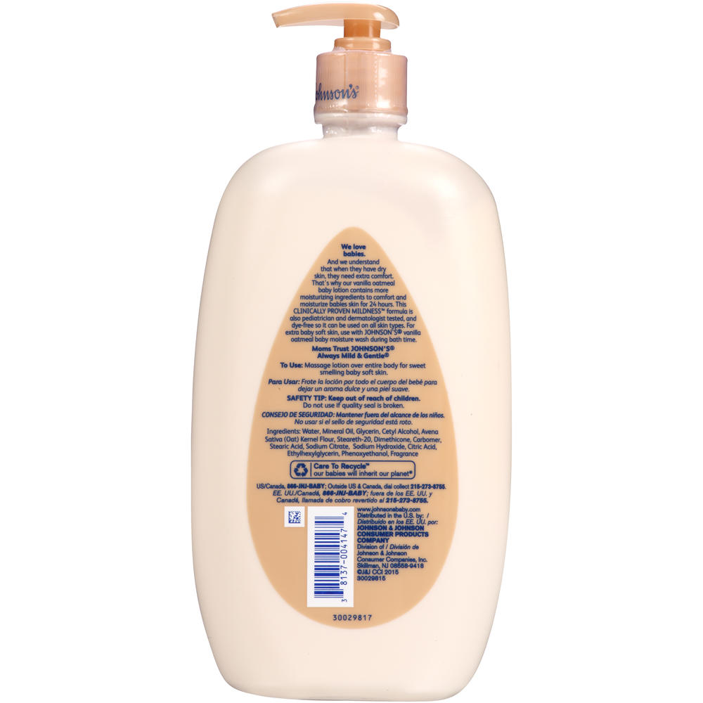 Johnson's Baby Lotion, Vanilla Oatmeal, 27 fl oz (798 ml)