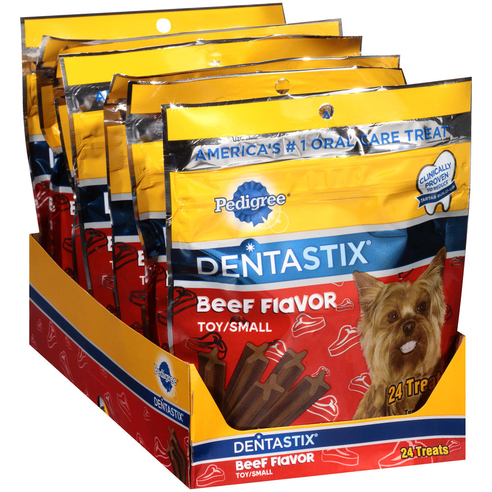 Pedigree Dentastix Snack Food for Dogs, Toy/Small, Beef Flavor, 6 oz, 24 treats