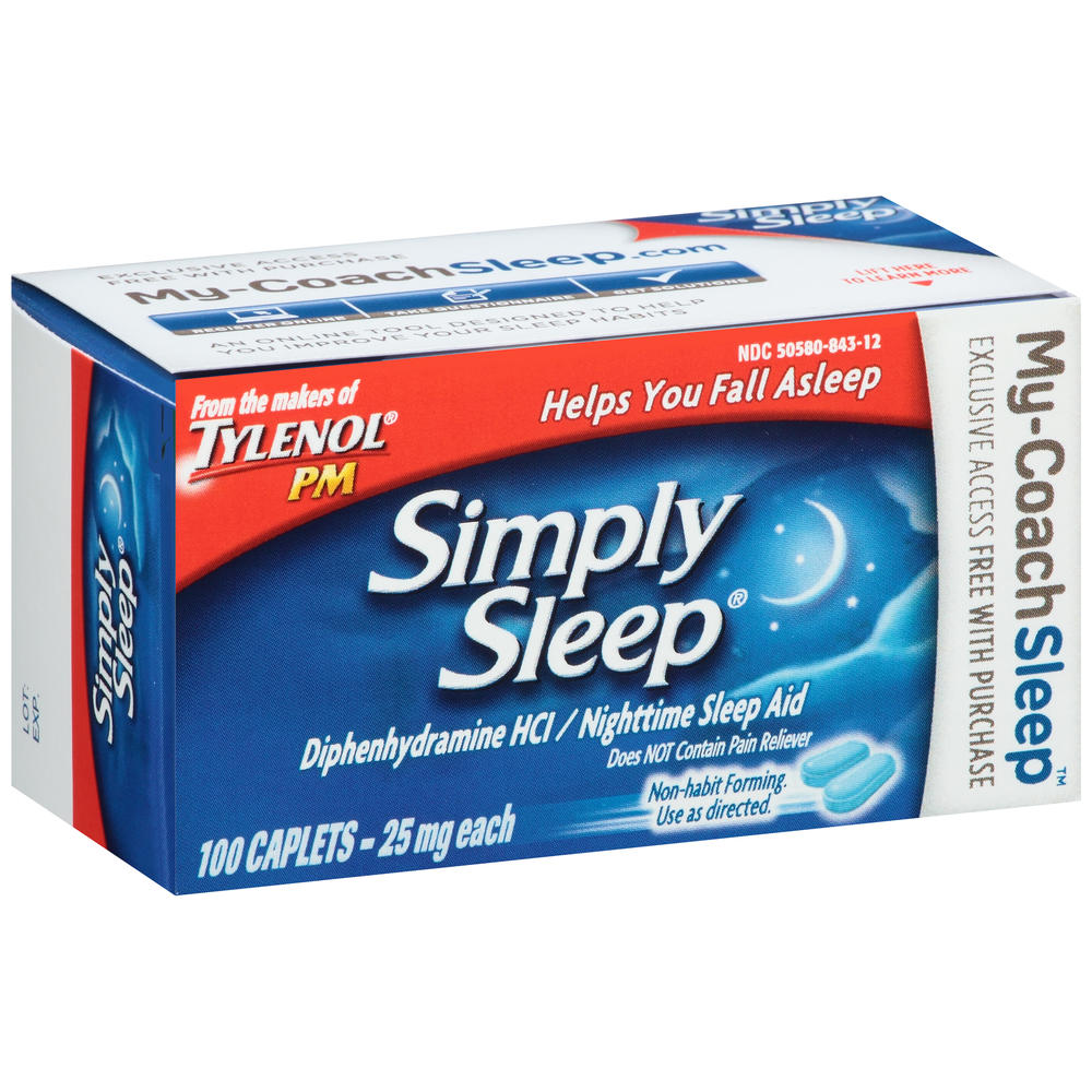 Tylenol Simply Sleep Nighttime Sleep Aid, 25 mg,  Caplets, 100 caplets