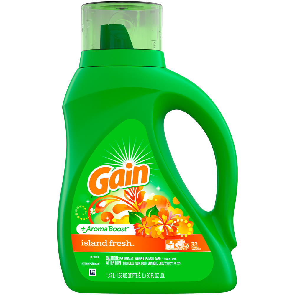 Gain Detergent, 2X Ultra, Island Fresh, 50 fl oz (1.56 qt) 1.47 lt