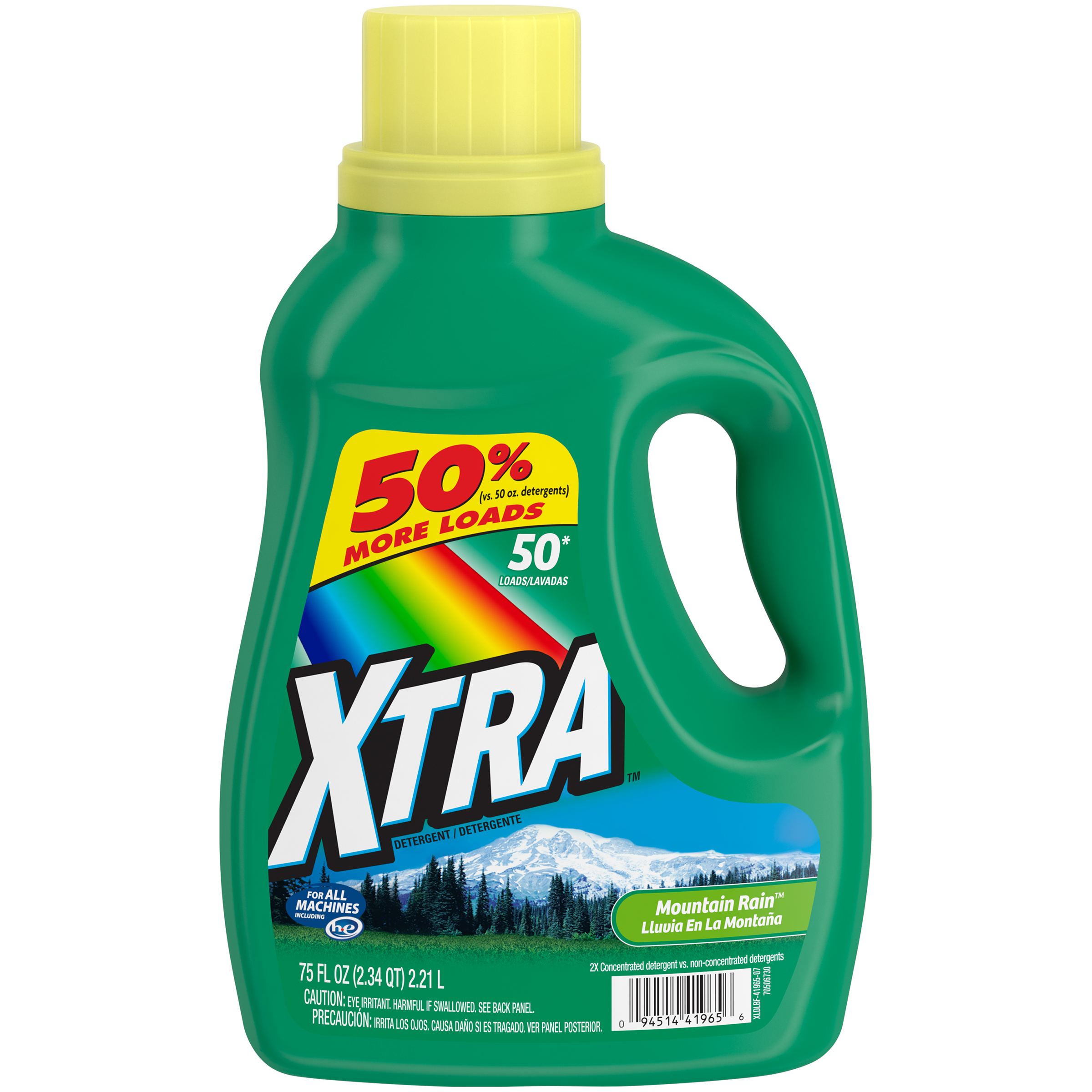 Xtra Liquid Detergent, Mountain Rain, 75 fl oz (2.34 qt) 2.21 lt, Size: 75 oz. Xtra Liquid Detergent, Mountain Rain, 75 fl oz (2.34 qt) 2.21 lt, Size: 75 oz.