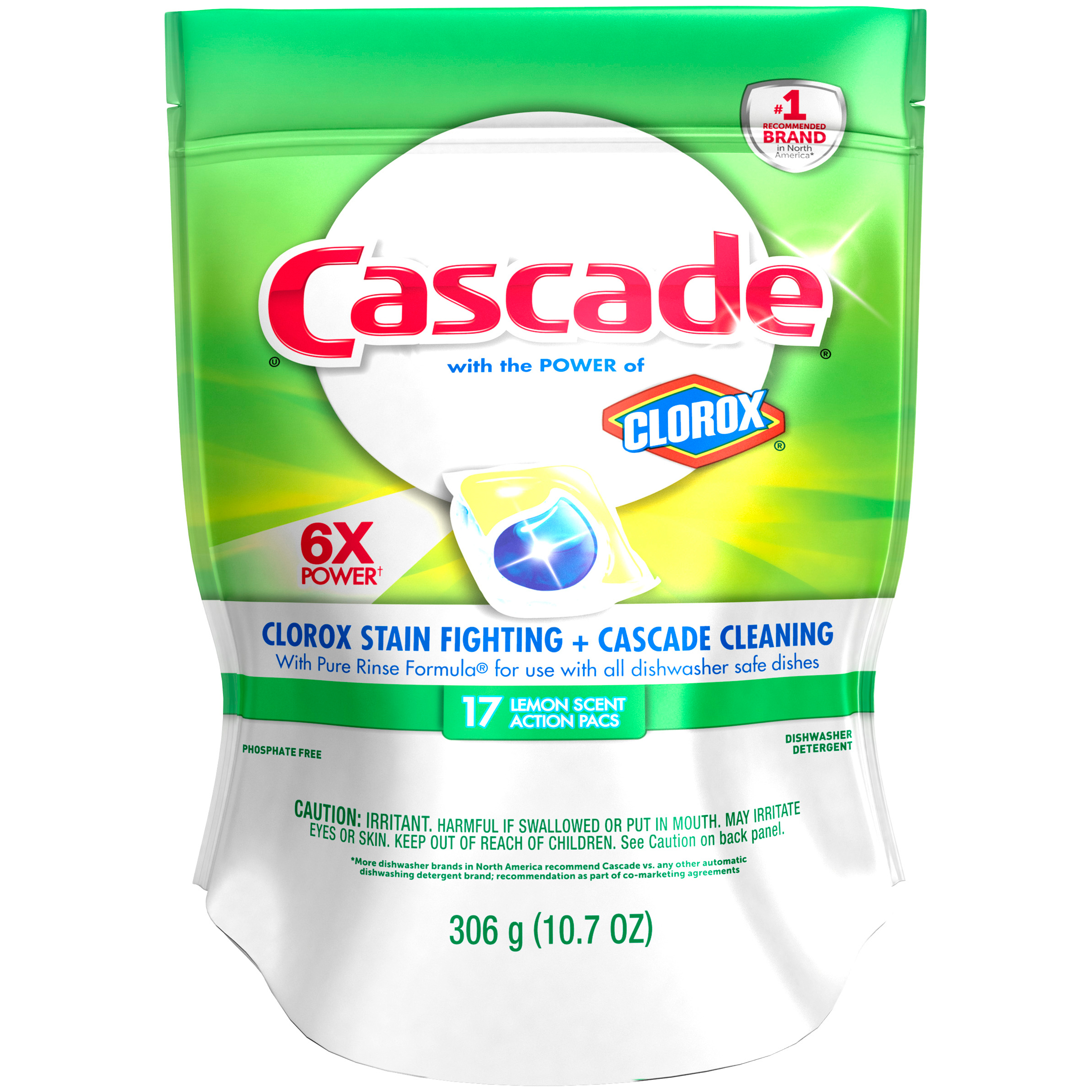Cascade Dishwasher Detergent, ActionPacs, With Extra Bleach Action
