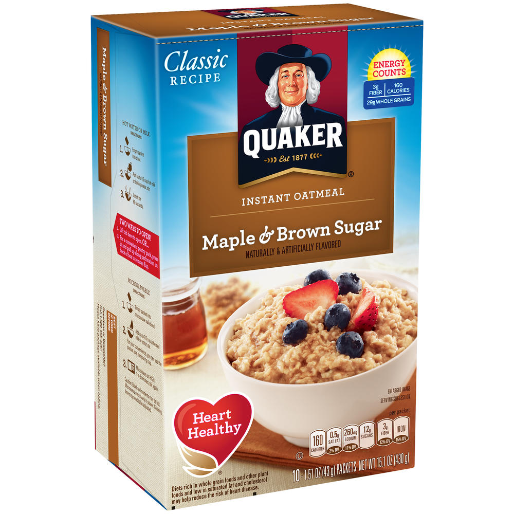 Quaker Instant Oatmeal, Maple & Brown Sugar, 10 - 1.51 oz (43 g) packets [15.1 oz (430 g)]