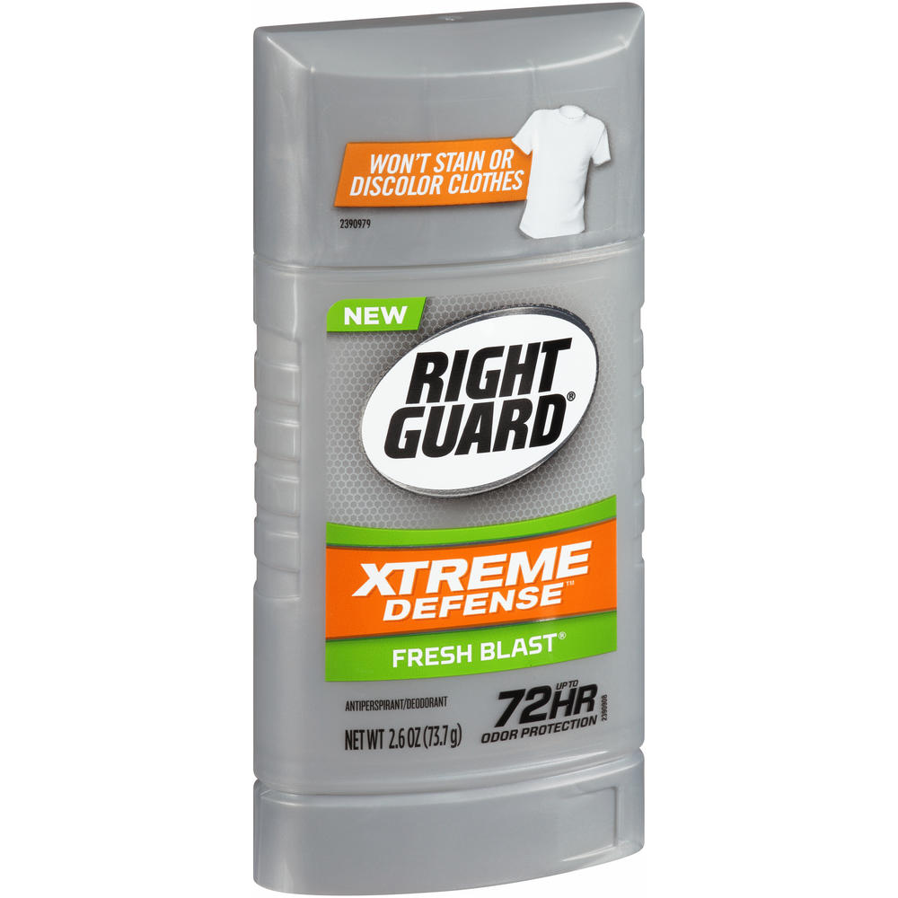 Right Guard Total Defense 5 Power Stripe Antiperspirant & Deodorant, Invisible Solid, Fresh Blast, 2.6 oz (73 g)